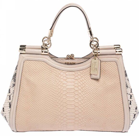 Coach Coach Blush Pink Python Embossed Leather Madison Pinnacle Carrie Tote - Picture 3 of 16